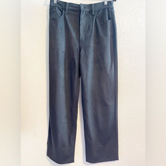 Anthro LEVEL 99 Dylan vegan suede Baggy Wide Leg black Trouser High Waisted. 29 - Picture 3 of 6